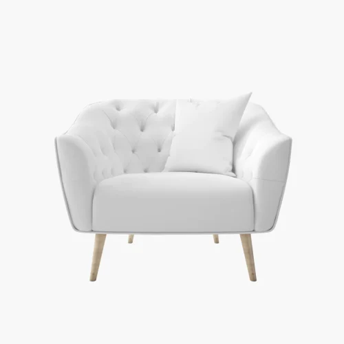 كرسي تنجيد كامل خشب زان لون ابيض